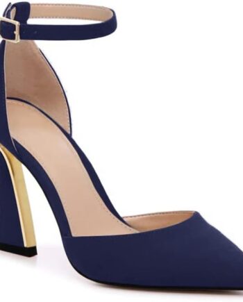 Women Pumps Point Closed Toe Heels Buckle Ankle Strap  Heeled Sandals