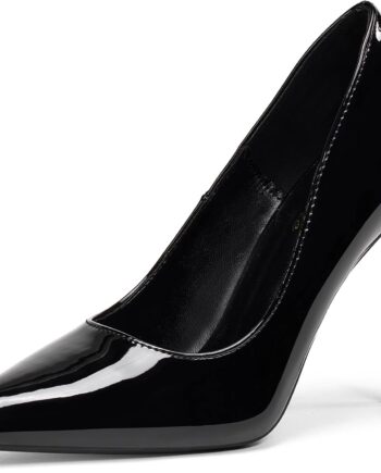 Women High Heels 4 inch Stiletto Pumps Sexy Pointed Toe Patent Leather Slip On High Heel Dress Evening Party Pump Shoes