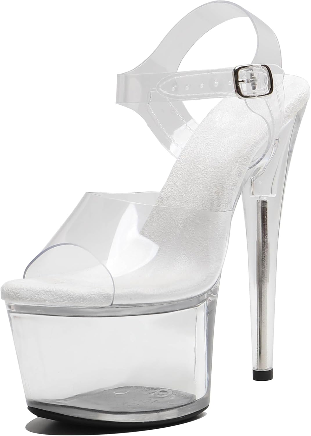 Women 7 inch Clear Platform Heels Ankle-Strap Sexy,7 Inch Pole Dance High Heel Platform,Exotic Clear Platform Pole Dancer Heels Shoes Stiletto 6 8 inch