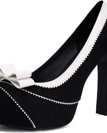 Women  Closed Toe Elegante Pumps Sweet Bow Platform Suede High Heels Shoes