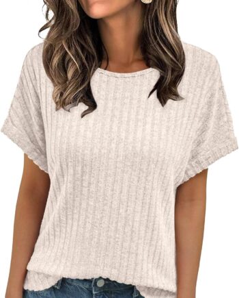 Women Shirts Summer Sweaters Regular Fit Short Sleeve Tunic Tops  Dressy Casual Business Blouses